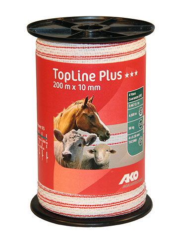 AKO TopLine Plus Weidezaunband weiß/rot 200m 500m