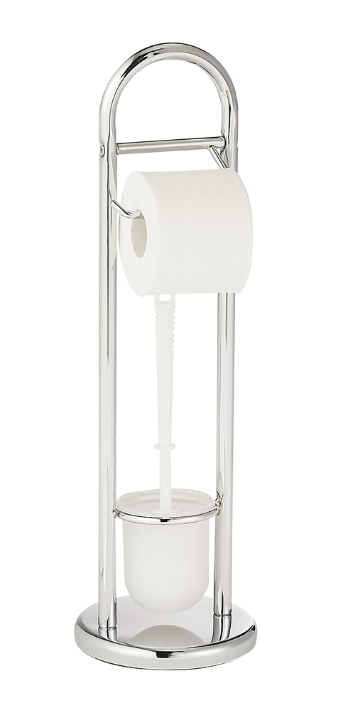 Stand-WC-Garnitur Exclusiv Siena chrom mit Toilettenpapierhalter, BD-ACC 