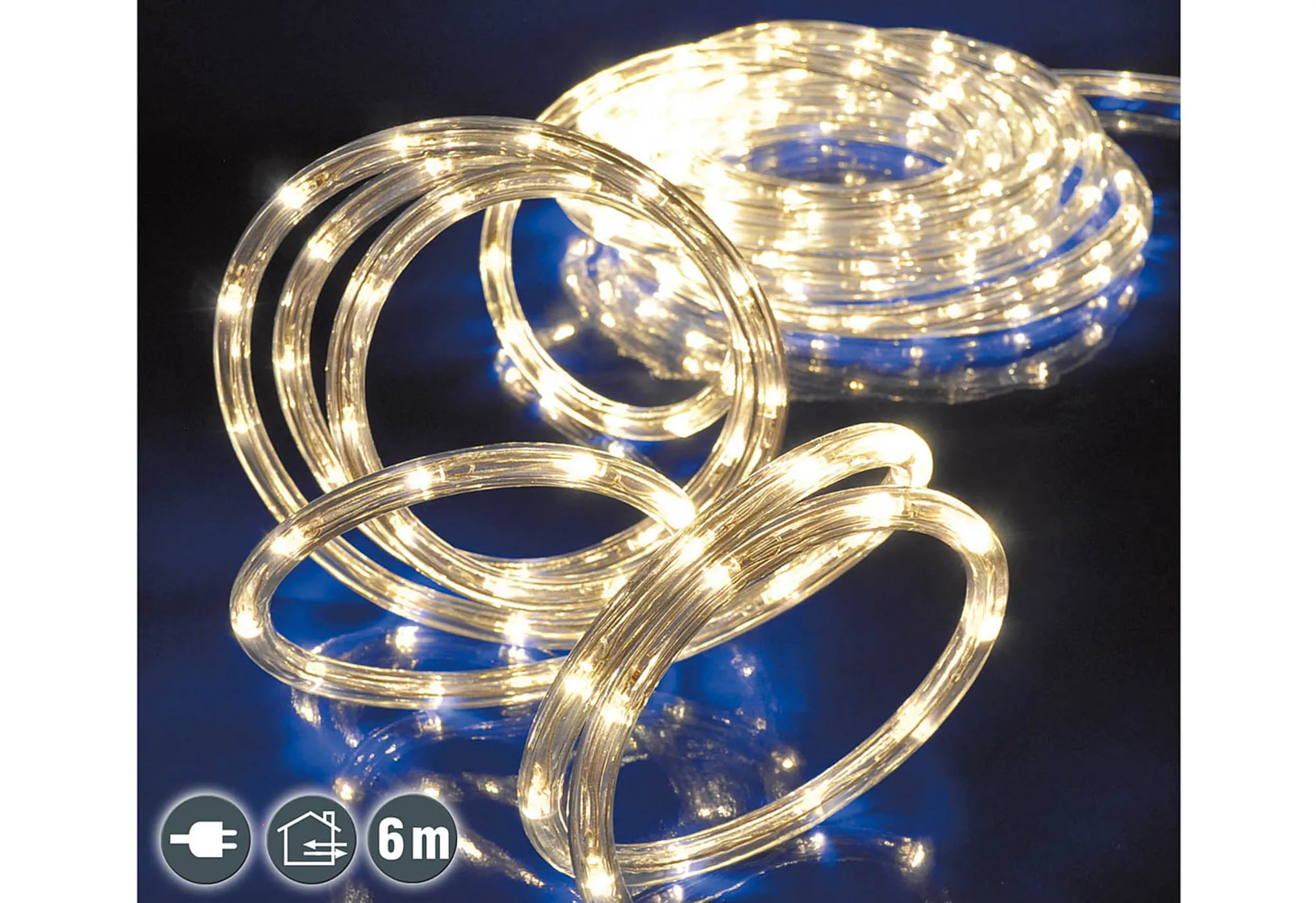 Lichterschlauch LED, warmweiß, 6m für Aussen 