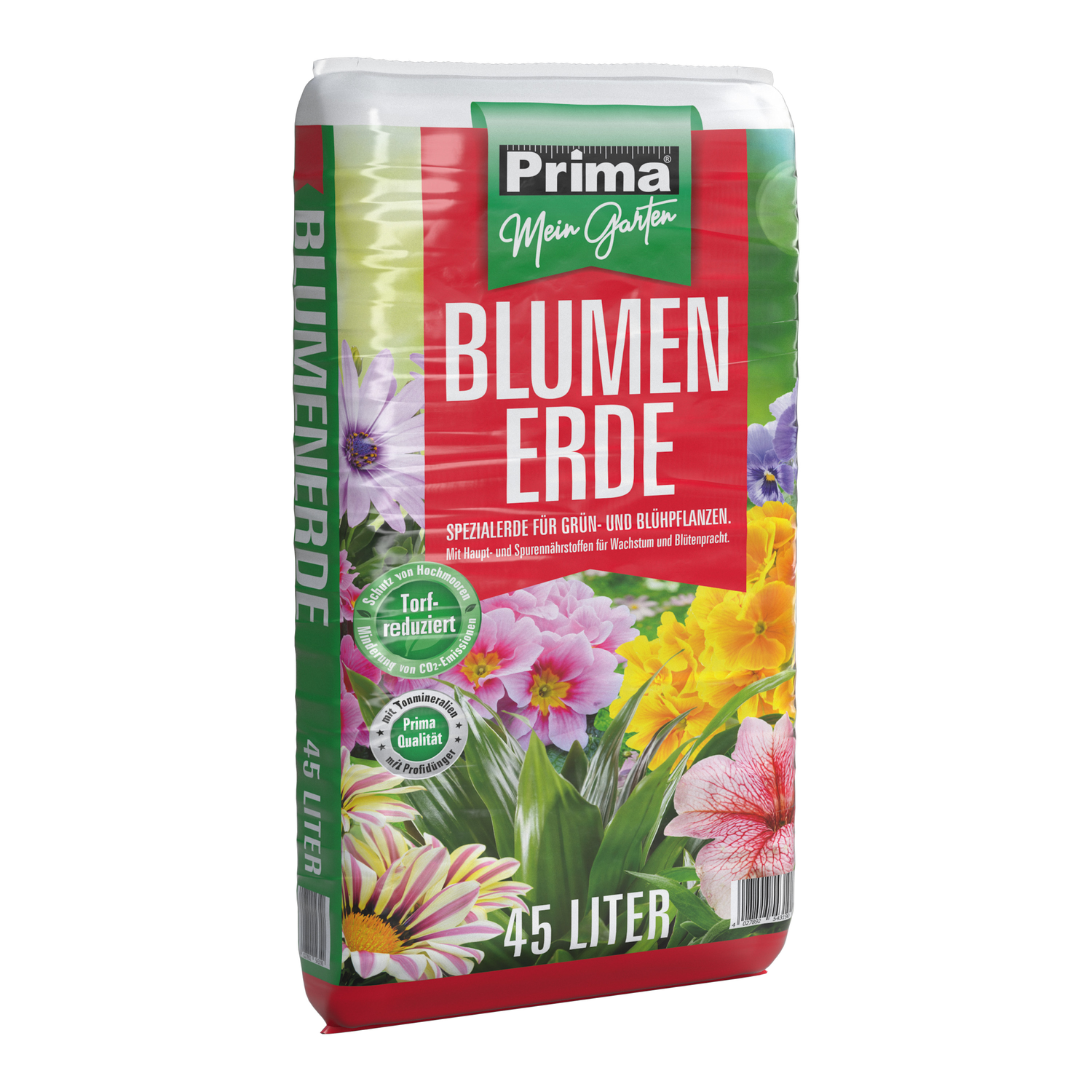 PRIMA Blumenerde 45 Liter, Blumen- und Gartenerde, torfreduziert 