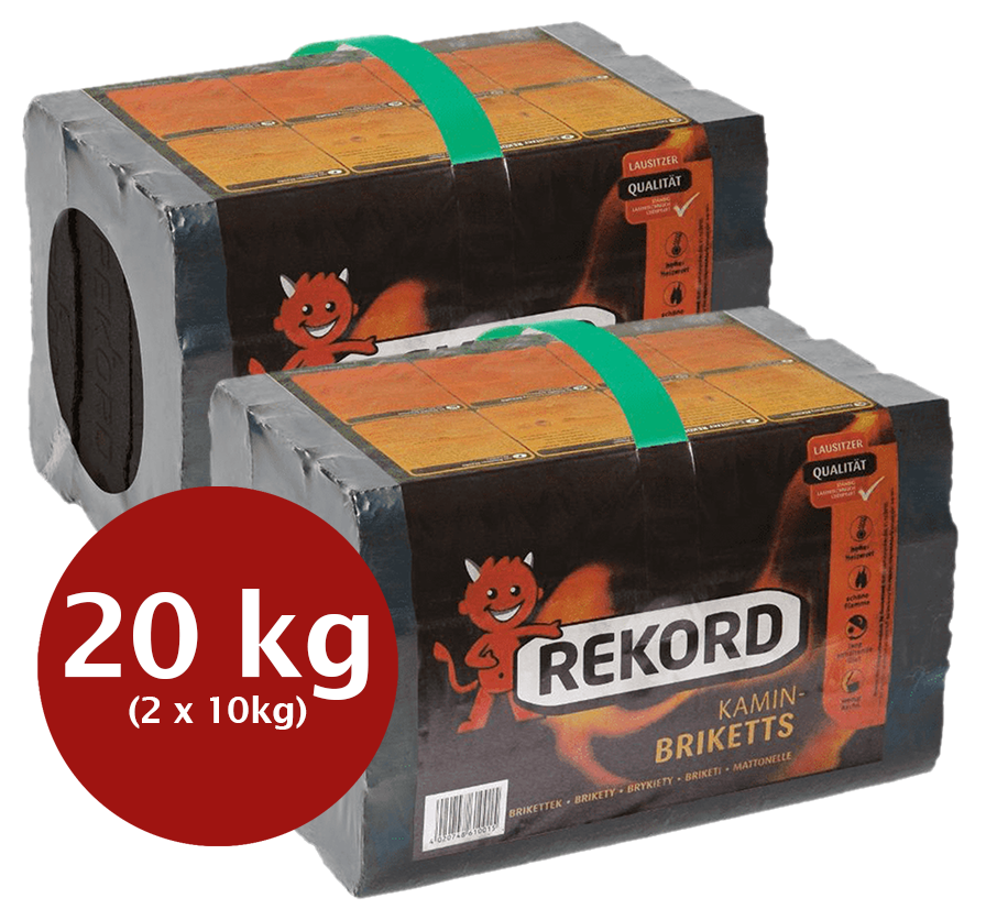 Rekord Kaminbriketts 20kg – 2 x 10kg, foliert