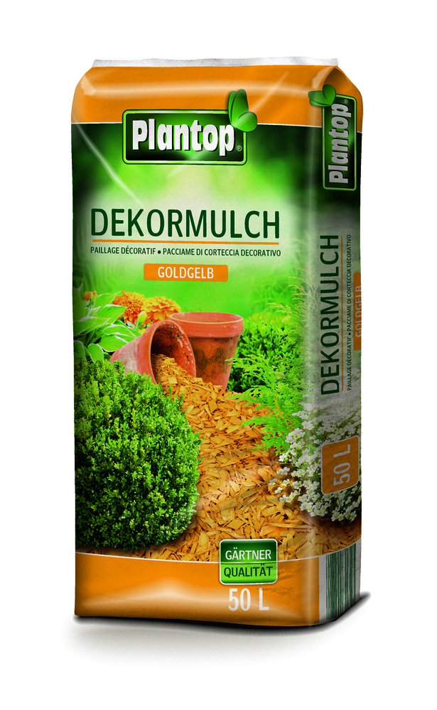 GREGOR ZIEGLER GMBH Plantop Dekor-Mulch goldgelb 50l Körnung 10-40mm TÜV geprüft für Fallsch.