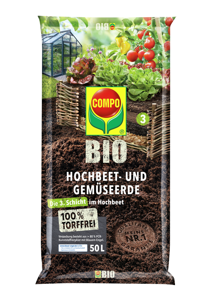 COMPO BIO Hochbeet- und Gemüseerde, 50 Liter