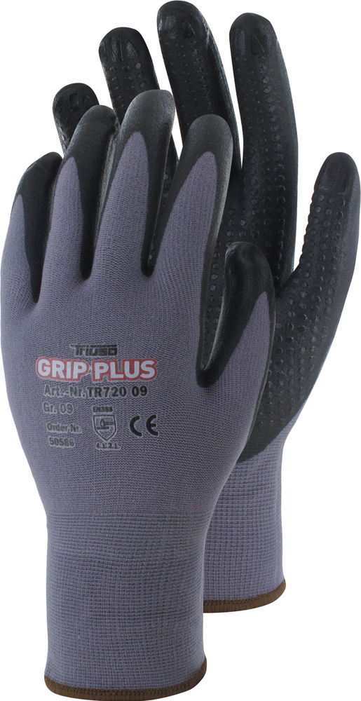 TRIUSO Handschuhe Grip Plus, PREMIUM Nitril mit Noppen, Größe: 10