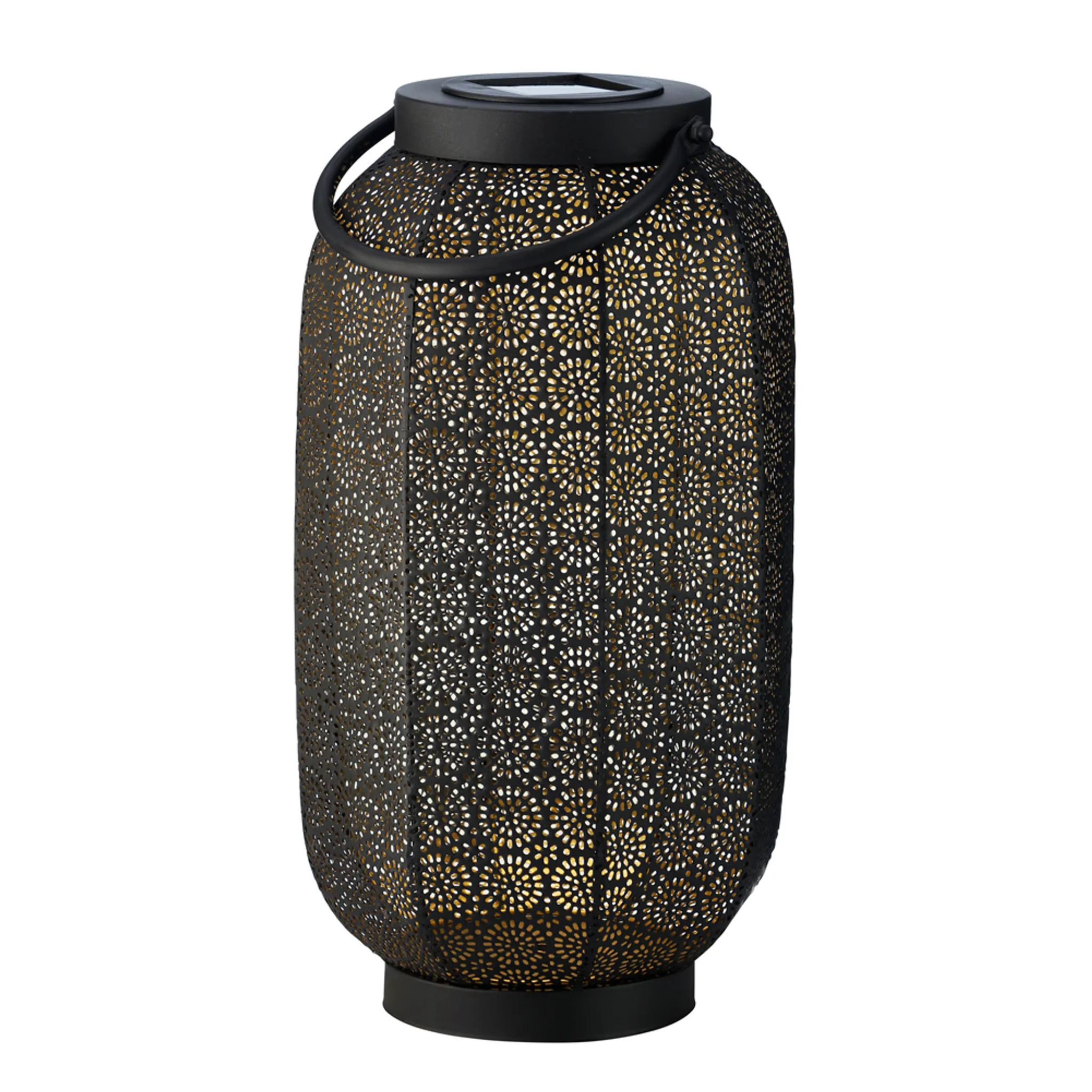 LED Solar Laterne schwarz/gold, Ø20, Höhe: 36cm
