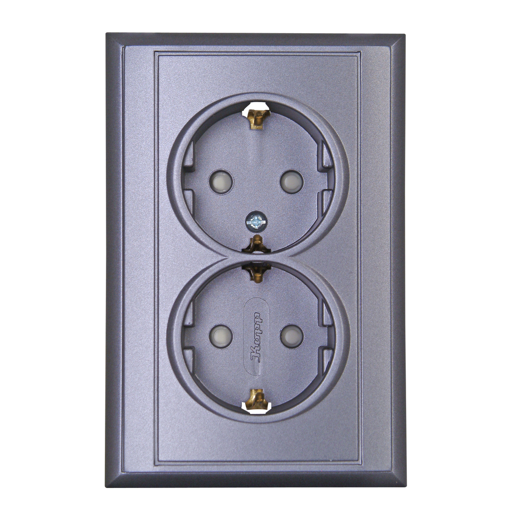 KOPP GMBH Steckdose Malta 2-fach anthrazit mit erhöhtem Berührungsschutz