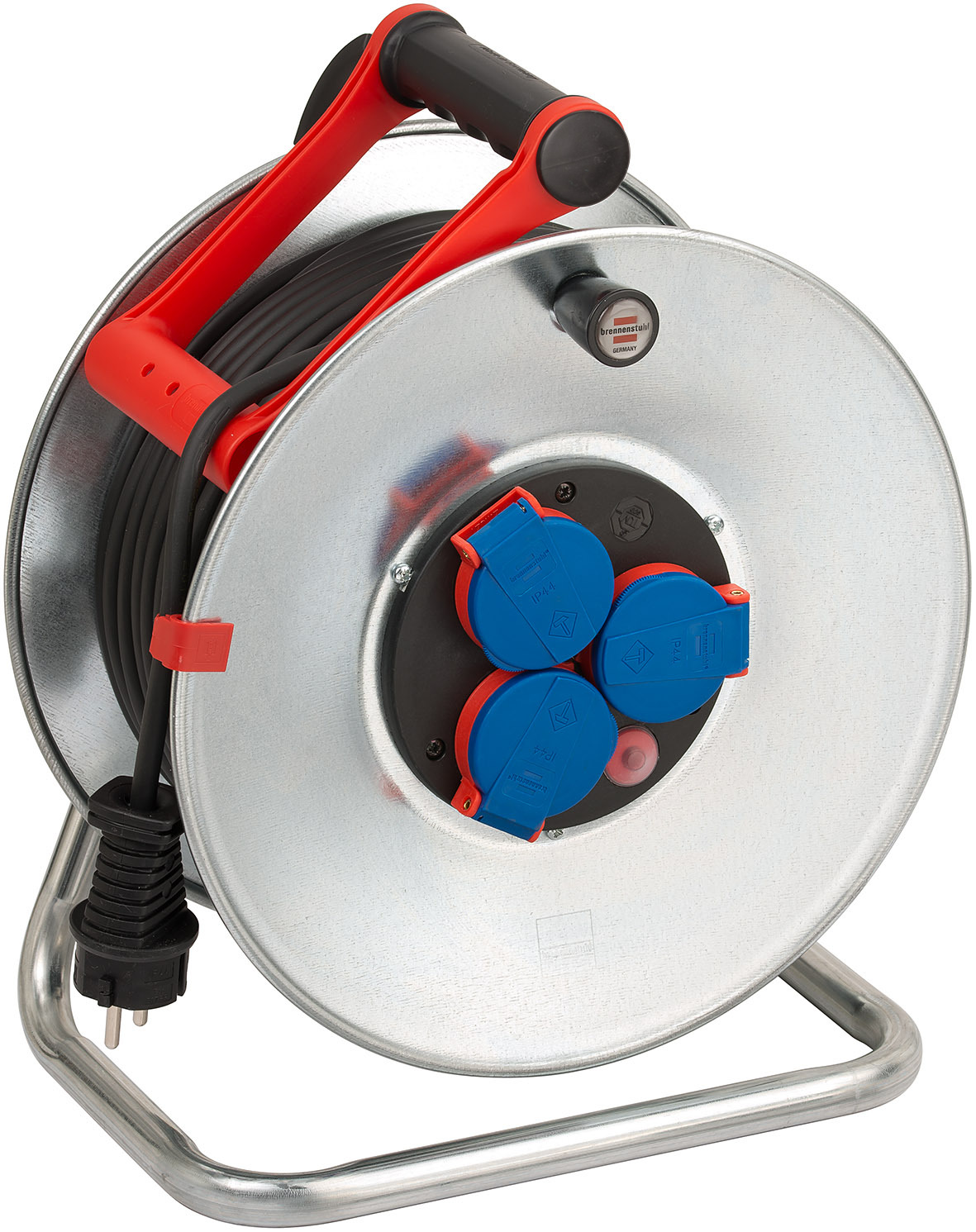Brennenstuhl Garant S IP44 Kabeltrommel (50m Kabel in schwarz, Stahlblech)