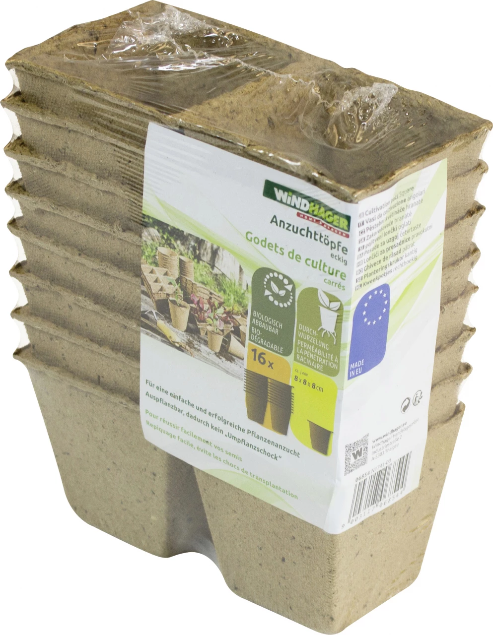 WINDHAGER Anzucht-Töpfe 8cm eckig, 16 Stück WINDHAGER Anzucht-Töpfe 8cm eckig, 16 Stück