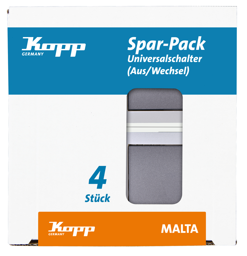 KOPP GMBH Universalschalter Malta anthrazit 4 St. Profi Pack
