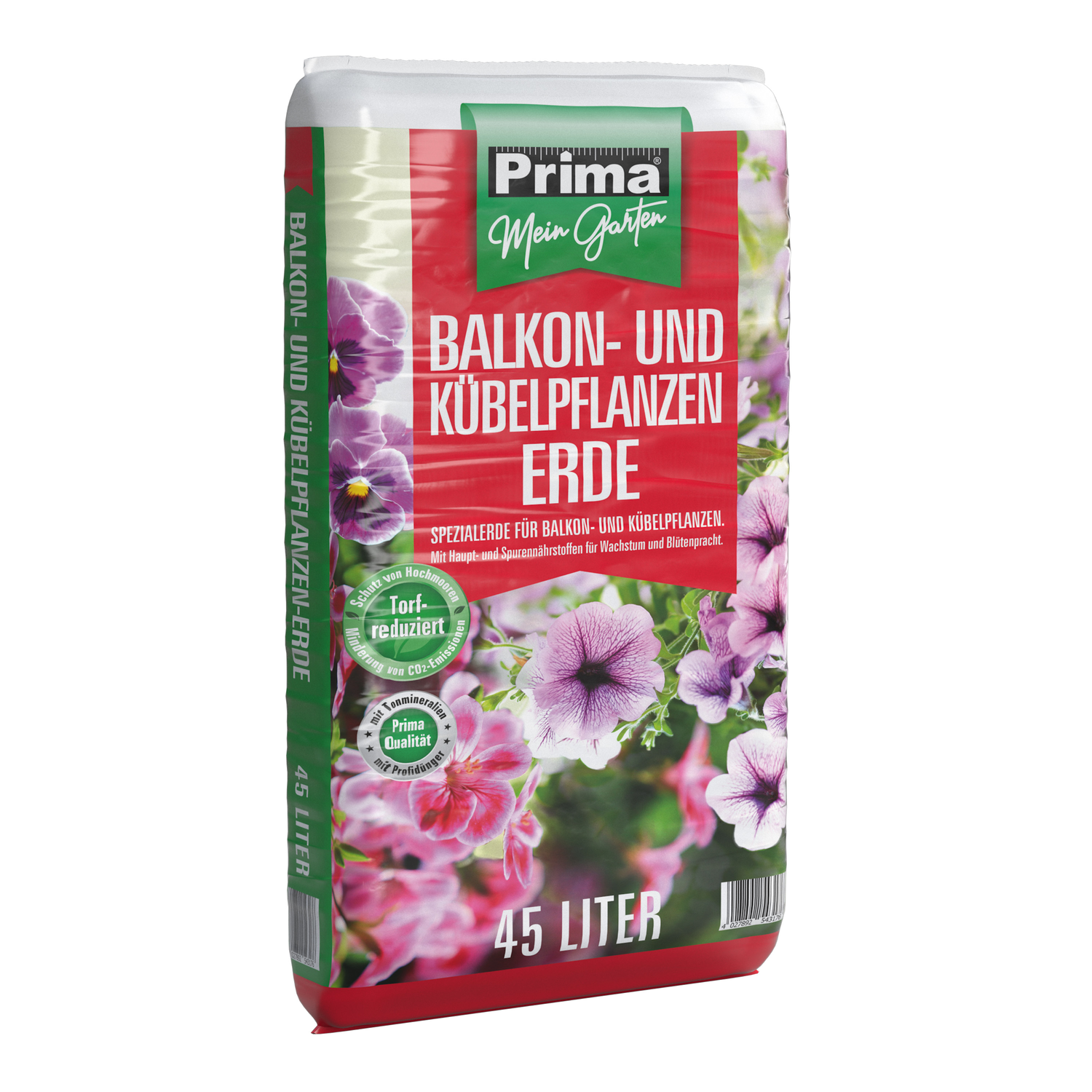 PRIMA Balkon- und Kübelpflanzenerde 45 Liter, torfreduziert