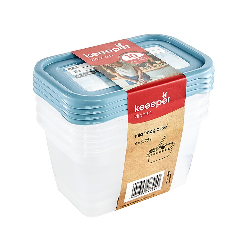 keeeper Tiefkühldosen-Set Mia 4 x 0,75 Liter, nordic blue