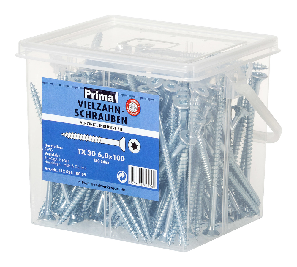 Prima Universalschr. vz TX30 6,0x100mm SWG SCHRAUBENWERK GMBH WALDENBURG Prima Universalschr. vz TX30 6,0x100mm mit Bit (150 Stück) PRO