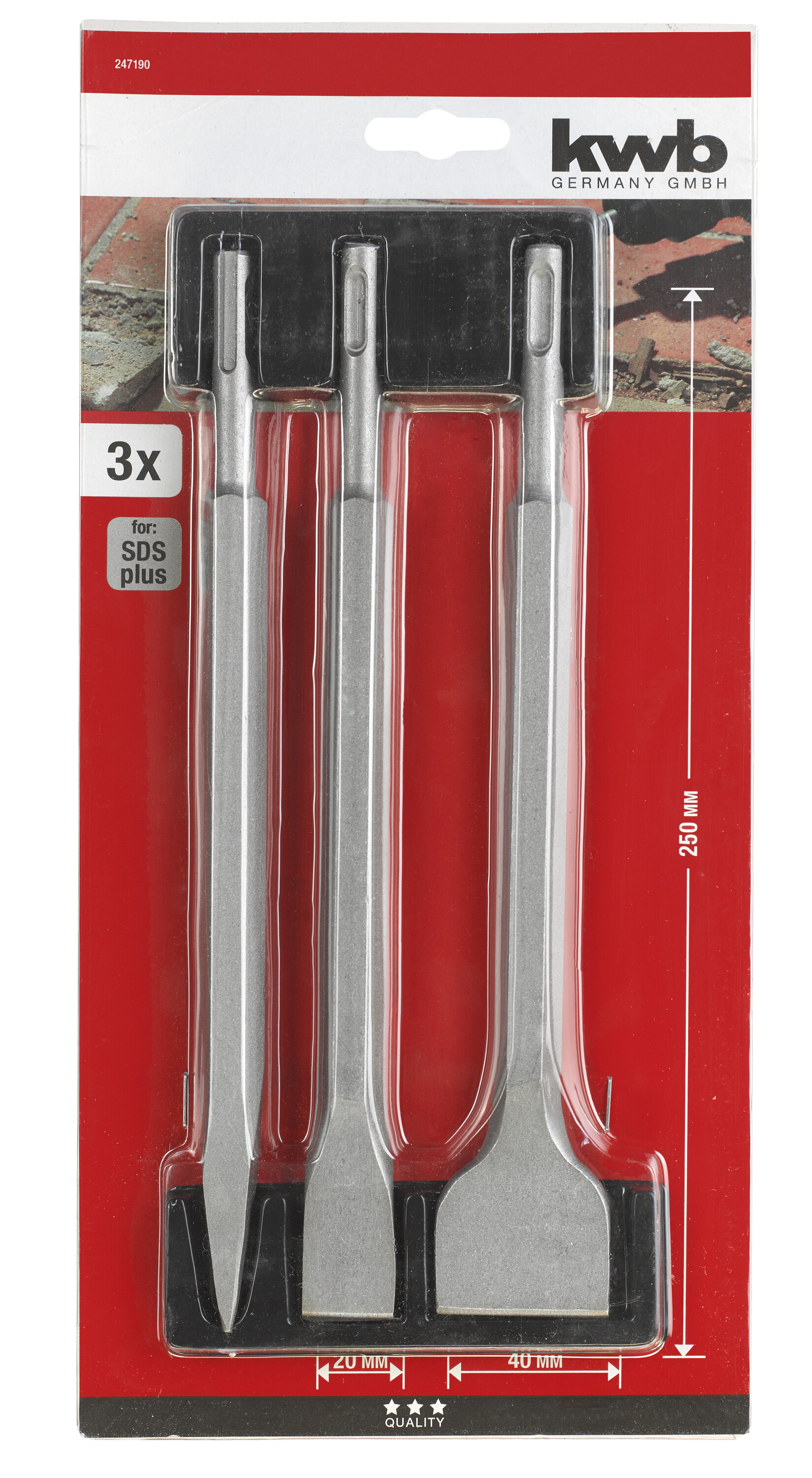 KWB BURMEISTER Meißelsatz SDS plus 250 mm 3-tlg. kwb Promo