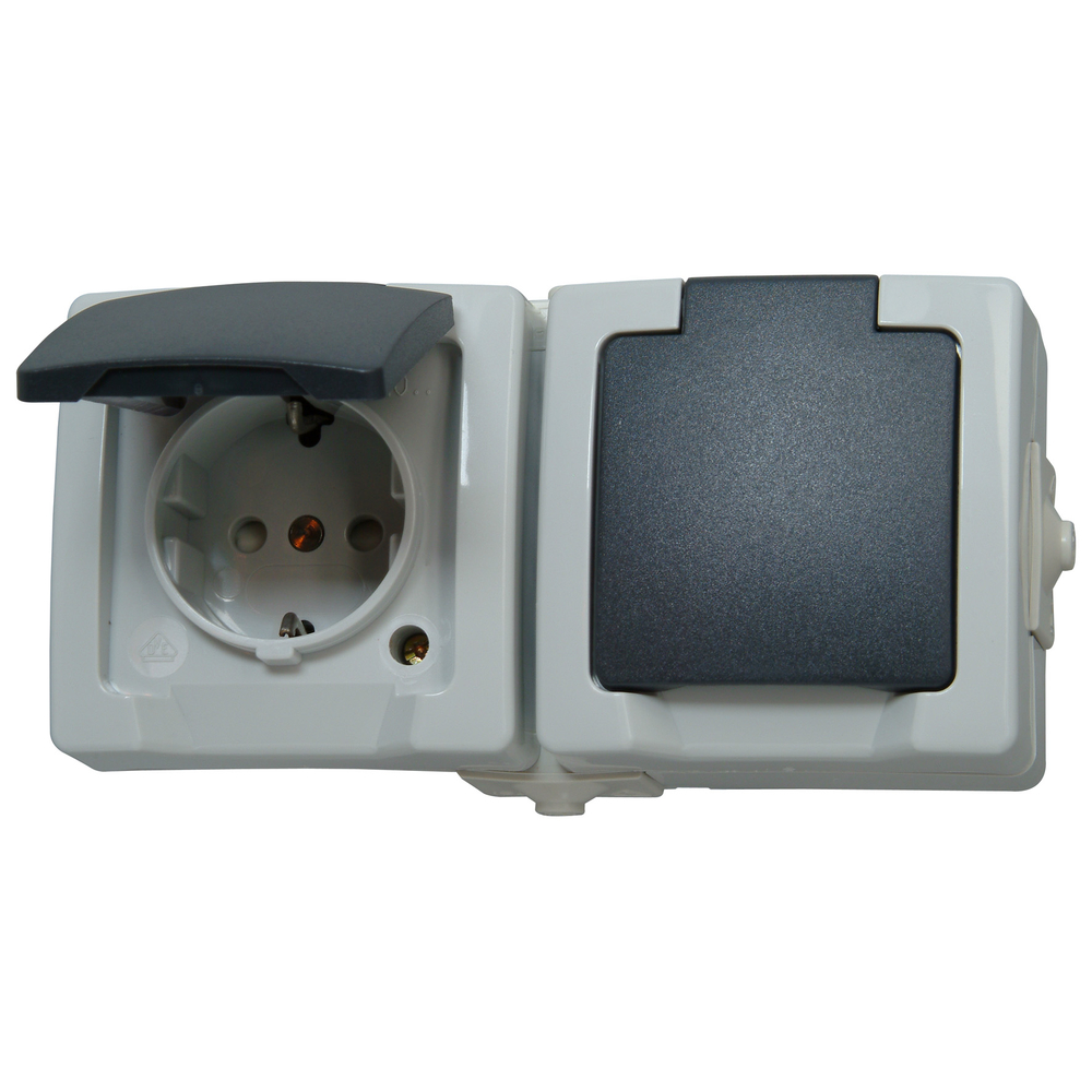 Steckdose Nautic 2-fach m.erhöht.BS grau KOPP GMBH Steckdose Nautic 2-fach m.erhöht.BS grau mit erhöhtem Berührungsschutz