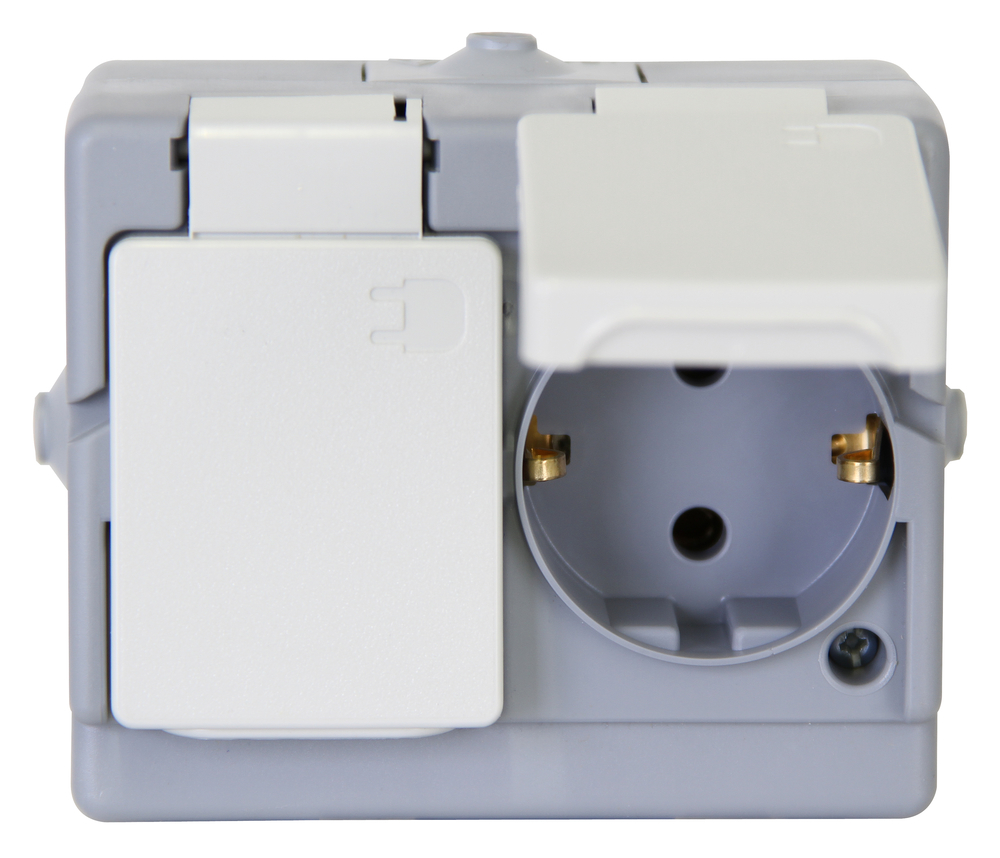 KOPP GMBH Steckdose Standard 2-fach waagrecht grau AP-Feuchtraum