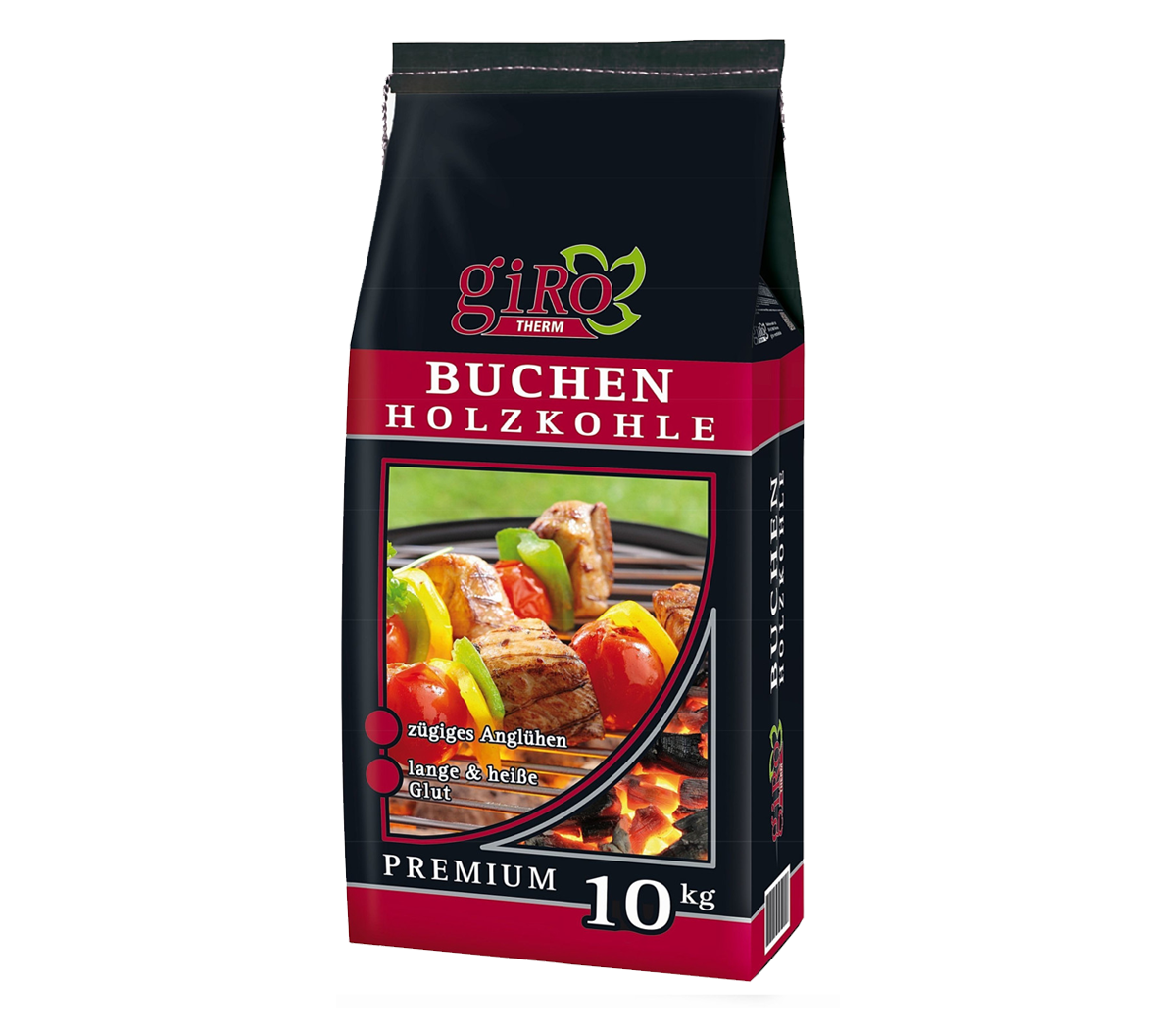 giRo Buchen Holzkohle Premium 10 kg 20-80 mm Kohle Grillkohle