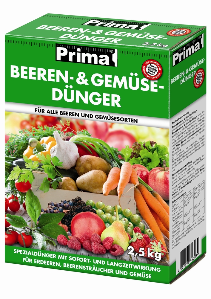 GREGOR ZIEGLER GMBH Prima Beeren- und Gemüsedünger 2,5kg NPK 7+4+9 (+3) Faltschachtel