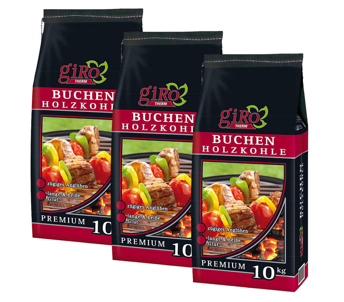 giRo Buchen Holzkohle Premium 3 x 10kg