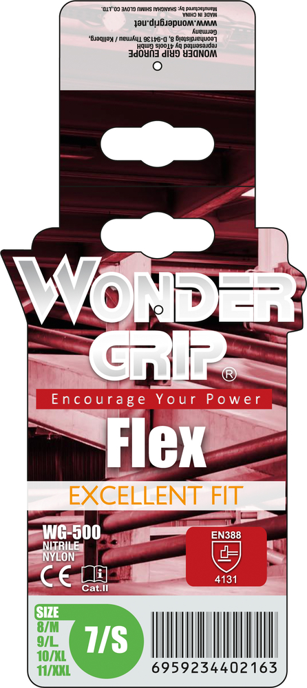 TRIUSO Handschuhe Wonder Grip - Flex 500 mit Nitril, rot, Größe 10