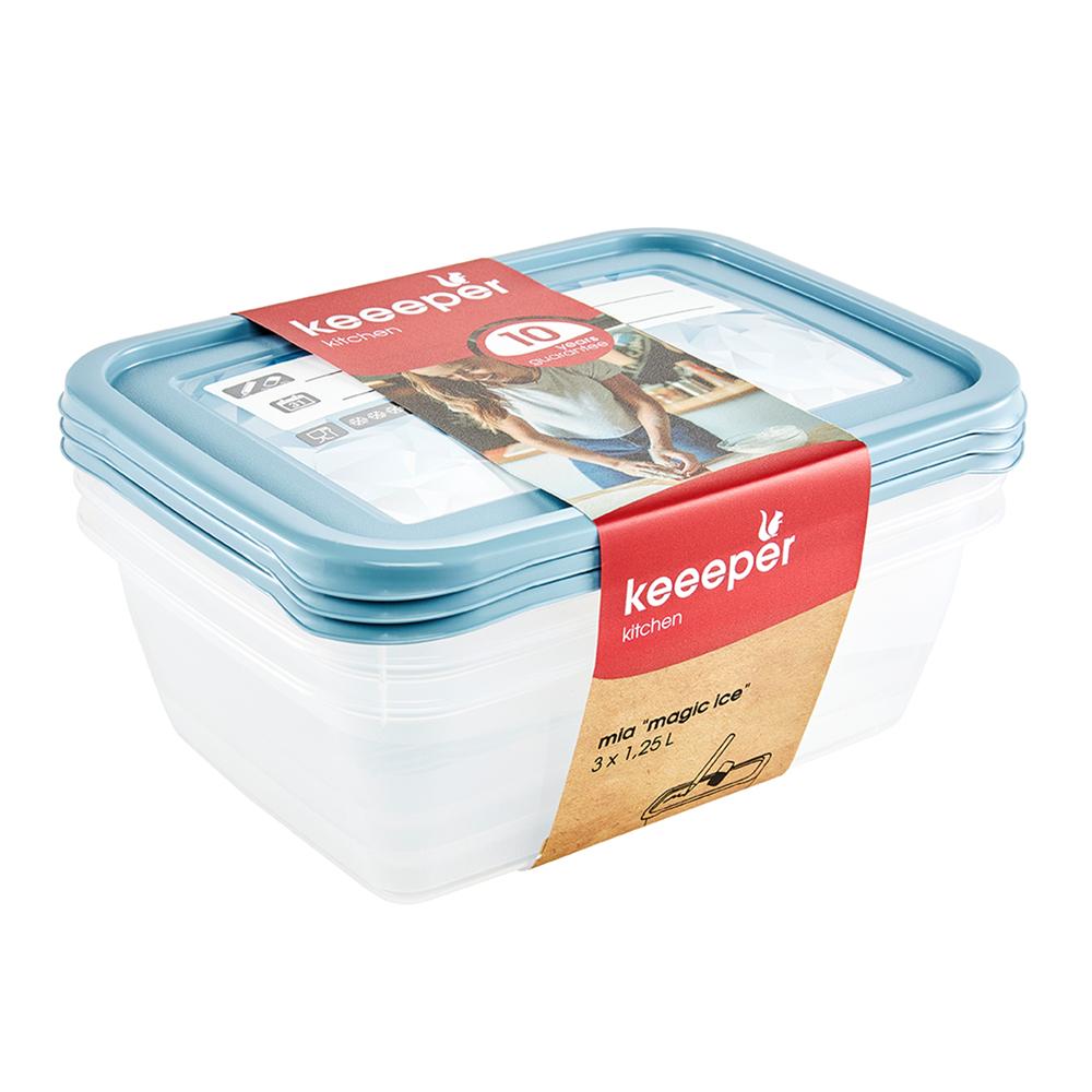 keeeper Tiefkühldosen-Set Mia 3 x 1,25 Liter, nordic blue