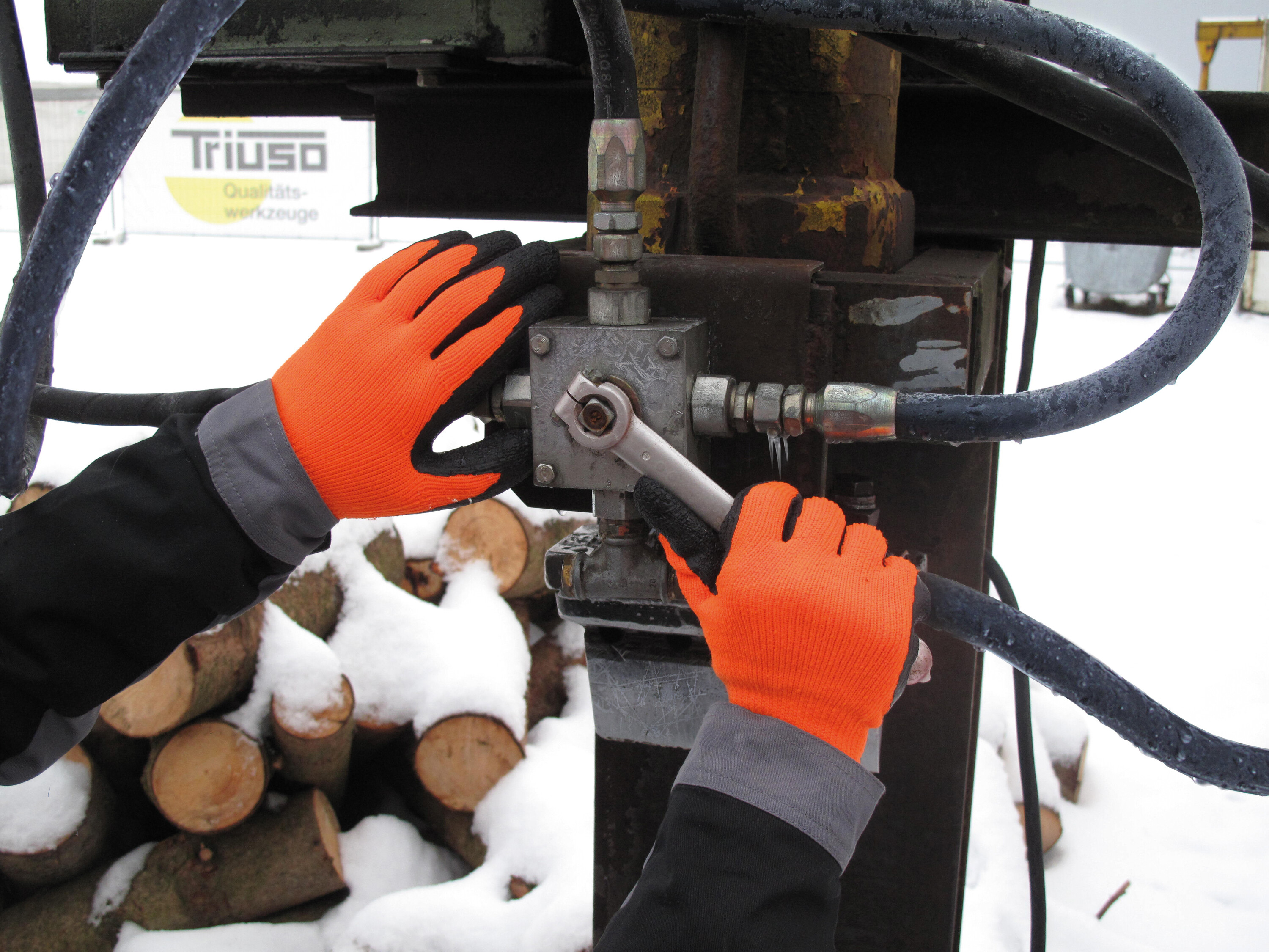 TRIUSO Winterstrickhandschuh orange Gr.10 Latexbes.,Acrylgew.