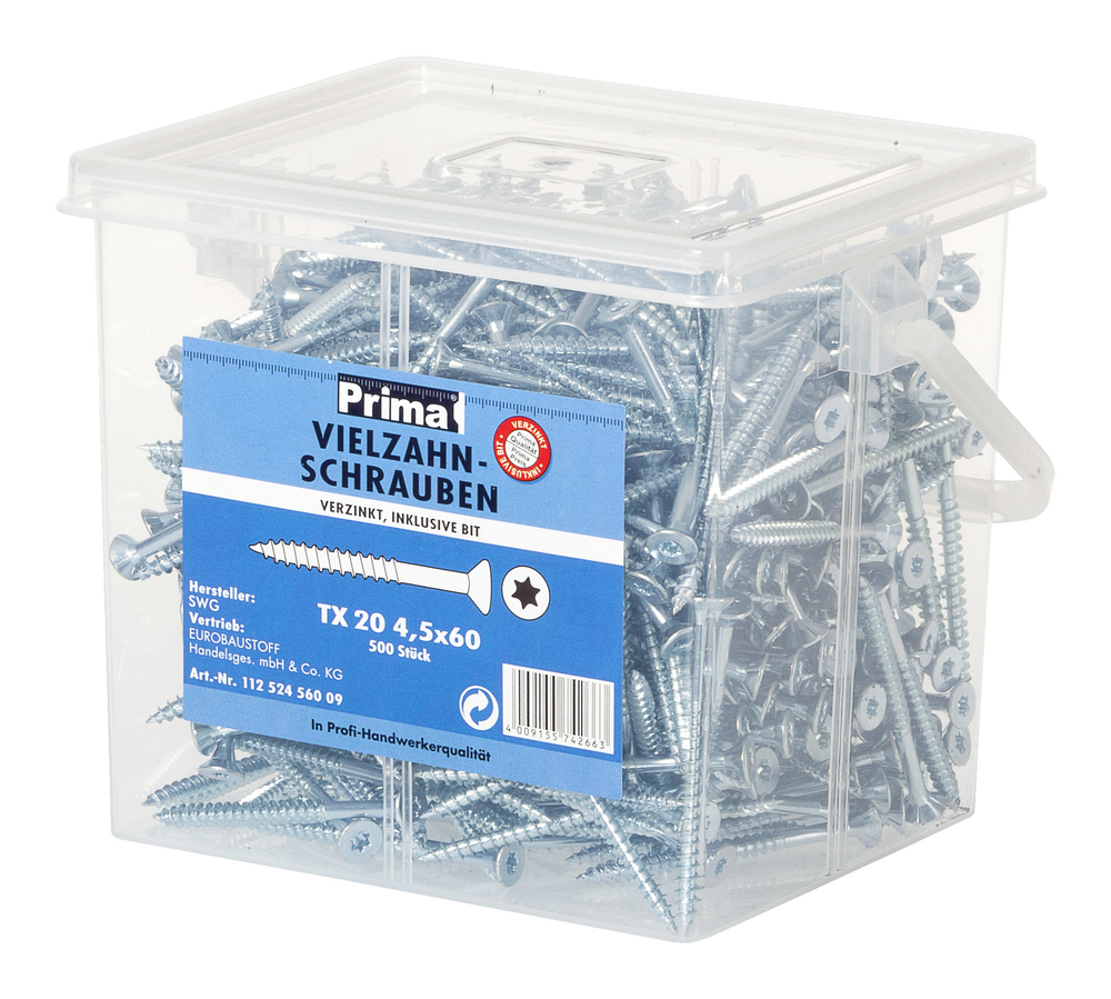 Prima Universalschr. vz TX20 4,5x60 mm SWG SCHRAUBENWERK GMBH WALDENBURG Prima Universalschr. vz TX20 4,5x60 mm mit Bit (500 Stück) PRO