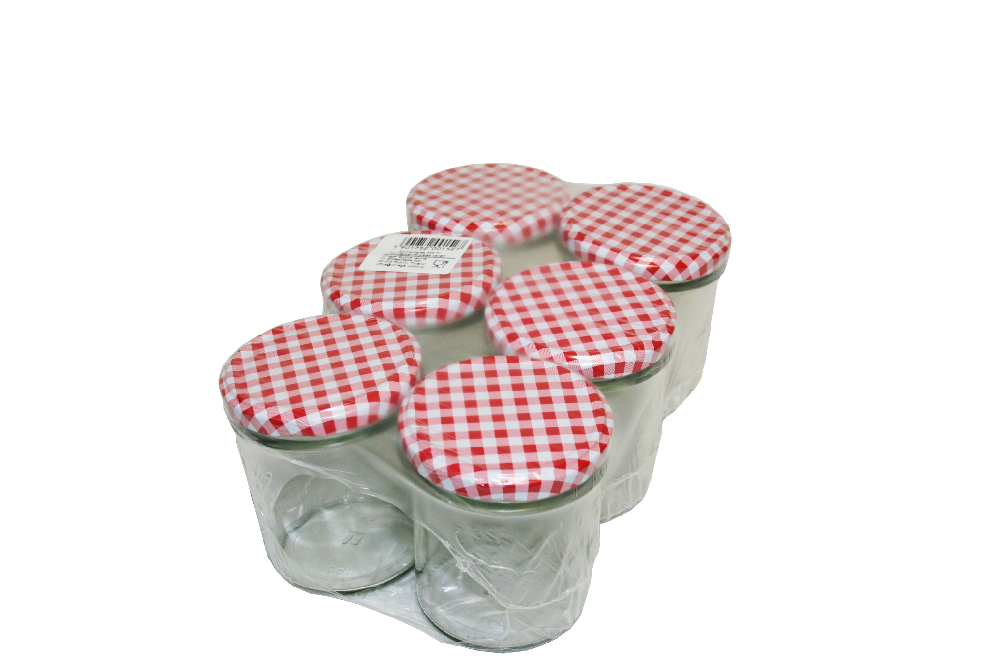 Einkochglas 346ml 6er Pack Deckel rot-weiss-kariert