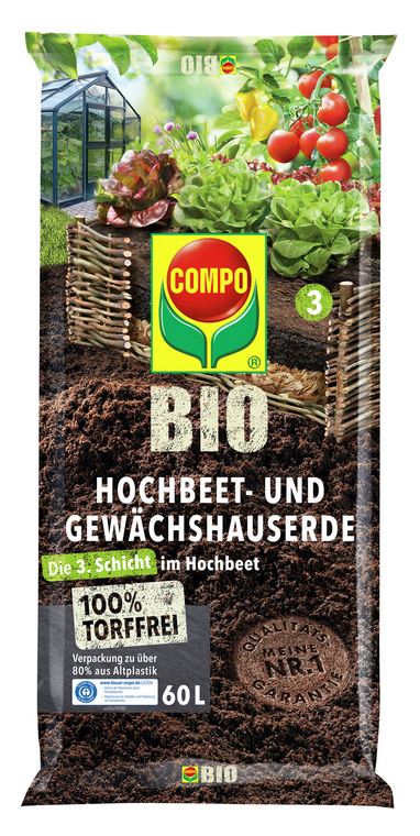 COMPO BIO Hochbeet- und Gewächshauserde 60 Liter