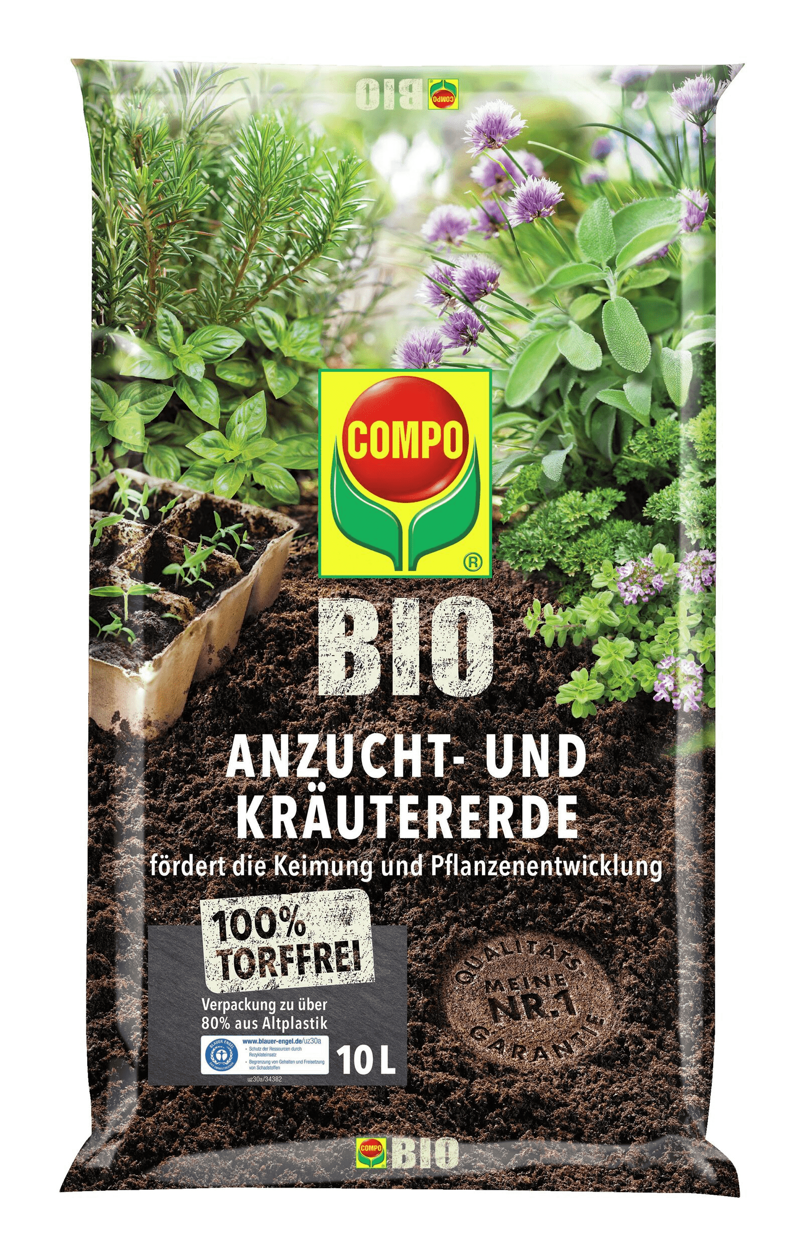 COMPO BIO Anzucht- und Kräutererde, 10 Liter