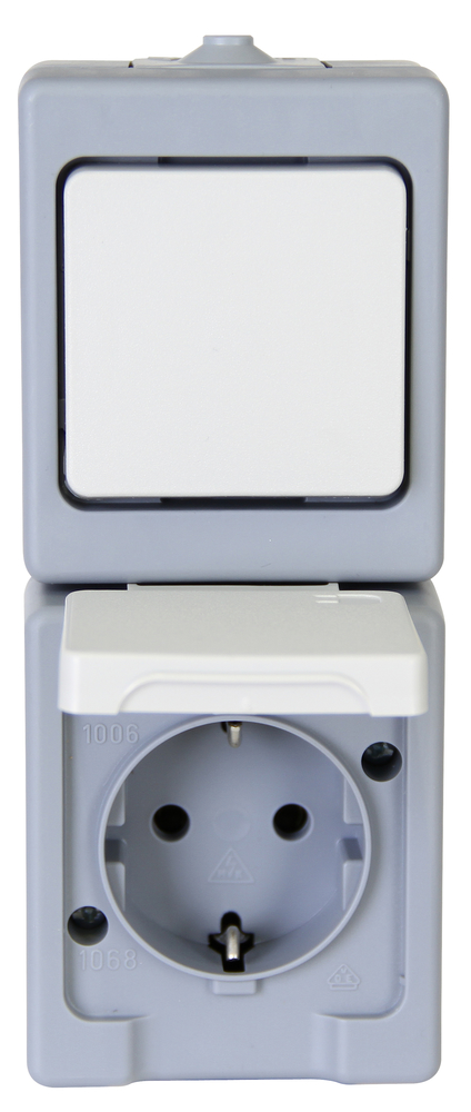 KOPP GMBH Kombination Standard Schalter/Steckdose grau AP-Feuchtraum
