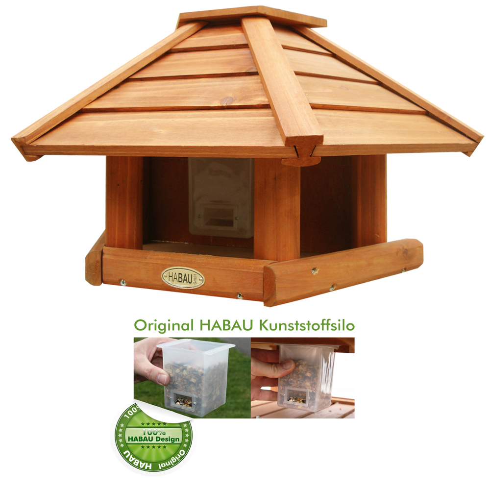 Vogelhaus Wandhänger Schindeldach m.Silo HABAU GMBH Vogelhaus Wandhänger Schindeldach m.Silo B53xT25xH30cm