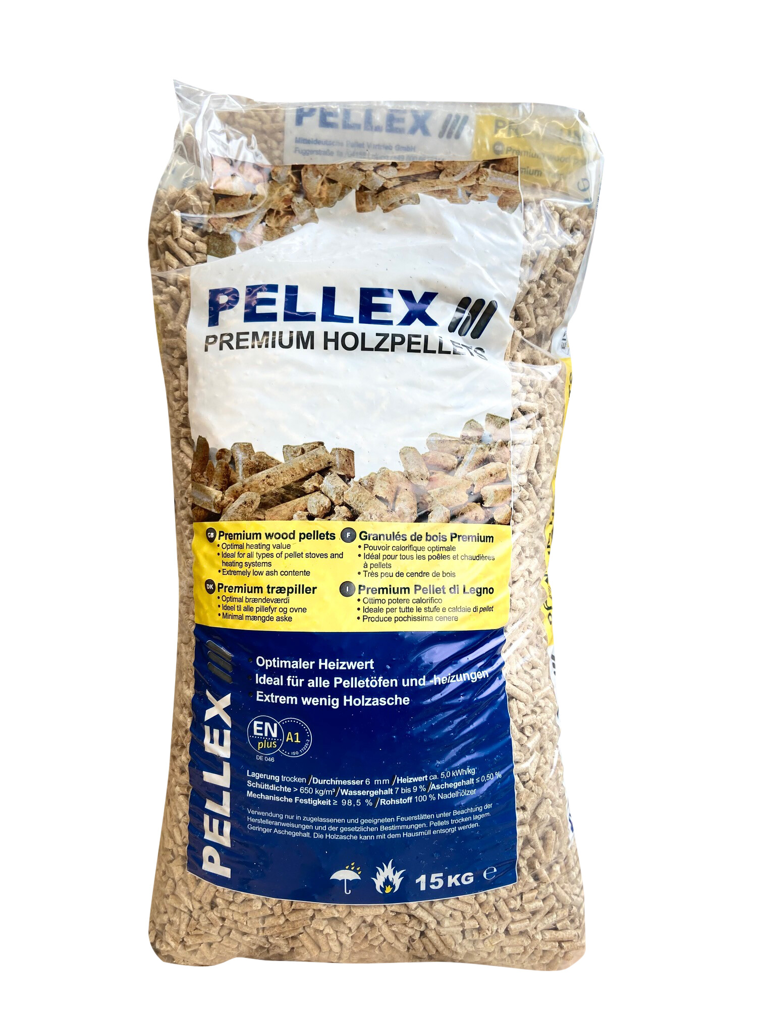 PELLEX Holzpellets DIN Plus A 16mm, 15kg