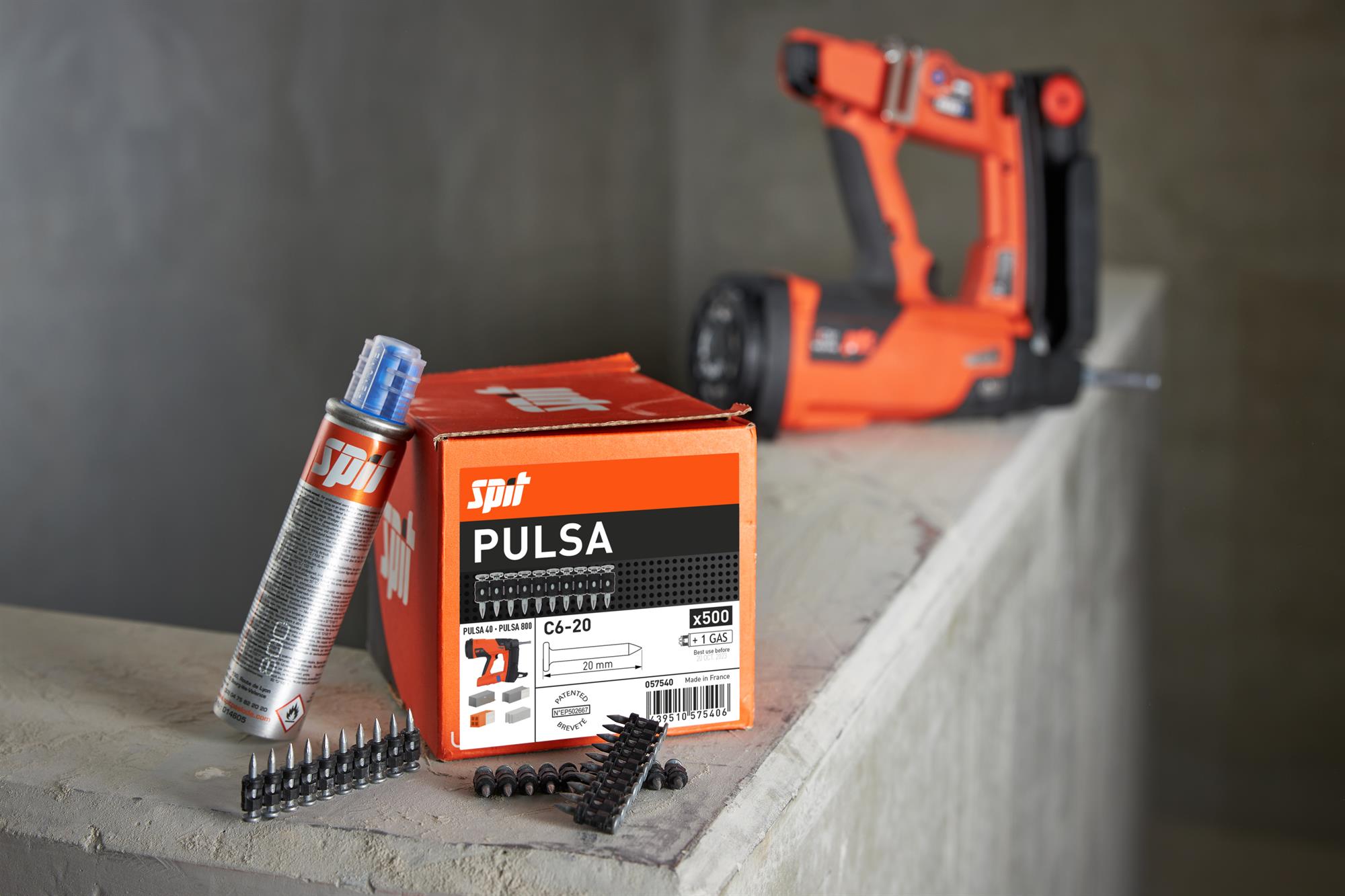 Spit Nägel PULSA 800 C6-30 - Standardnägel mit Gas für Beton und Stein  (500 Stk.) magaziniert