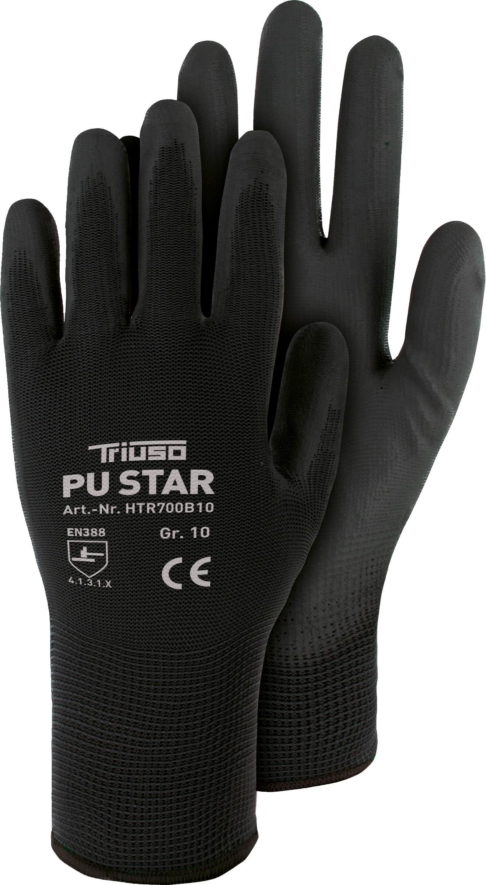 Handschuhe Polyester PU-besch. schwarz 8 TRIUSO Handschuhe Polyester PU-besch. schwarz 8