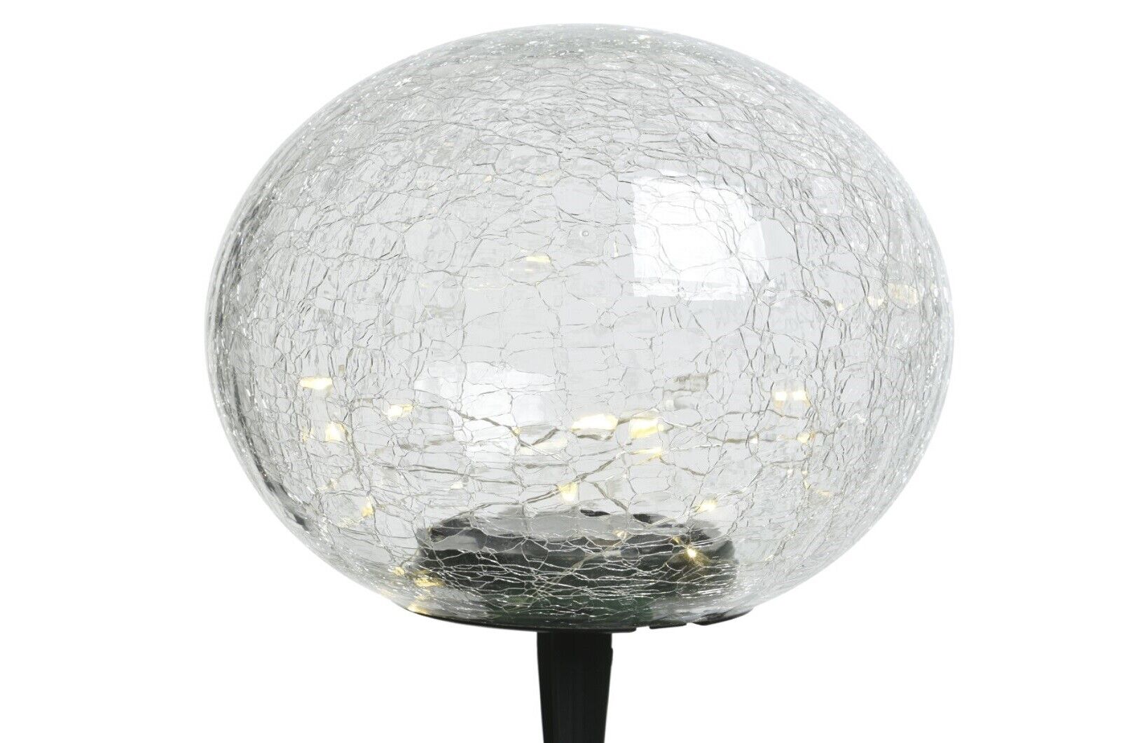 Solar Craquele Glaskugel, LED weiß, 19,5cm