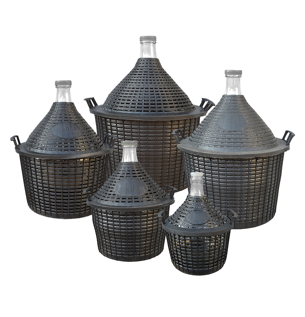 Weinballon im Kunststoffkorb 5, 10, 15, 20, 25 Liter