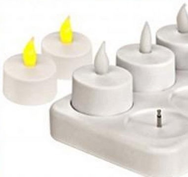 LED Teelichter 8er mit Ladestation 