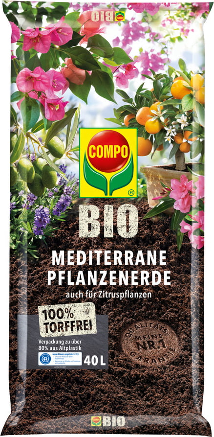 COMPO BIO Mediterrane Pflanzenerde, torffrei, 20 Liter