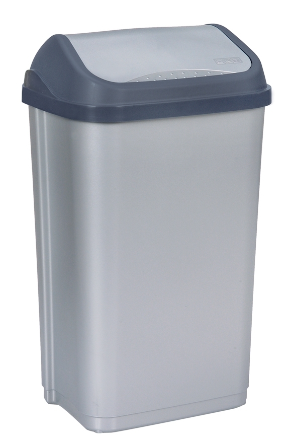 Abfallbehälter Swantje 50l silber/anthr. KEEEPER Abfallbehälter Swantje 50l silber/anthr. 38,5x29x66cm, mit Schwingdeckel