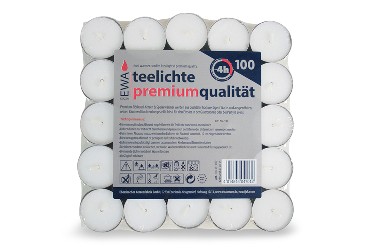 Ebersbach Teelichte Premium 4h Blockpack 100er Pack