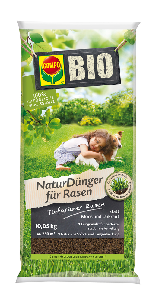 COMPO Bio NaturDünger für Rasen 10,05 kg für 250qm