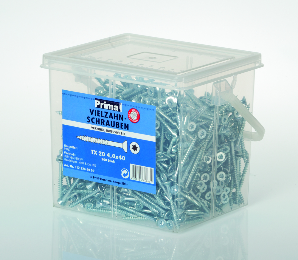 SWG SCHRAUBENWERK GMBH WALDENBURG Prima Universalschr. vz TX20 4,0x40 mm mit Bit (900 Stück) PRO