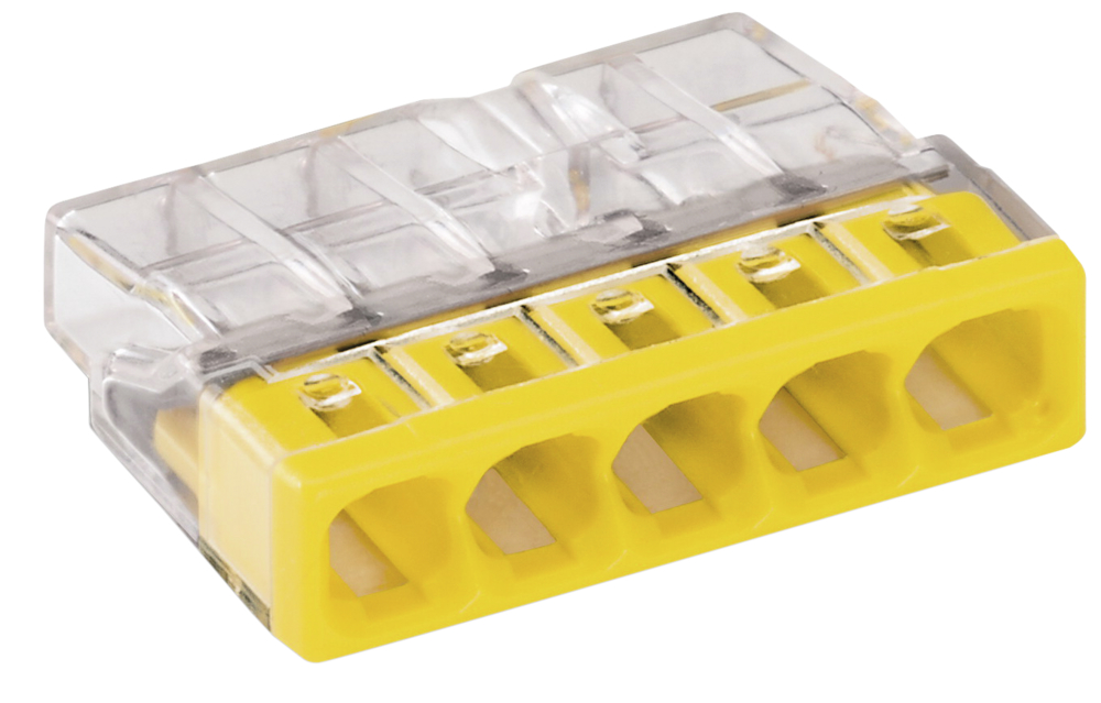 Verbindungsklemmen Wago 5x0,5-2,5qmm Compakt gelb 100 Stück