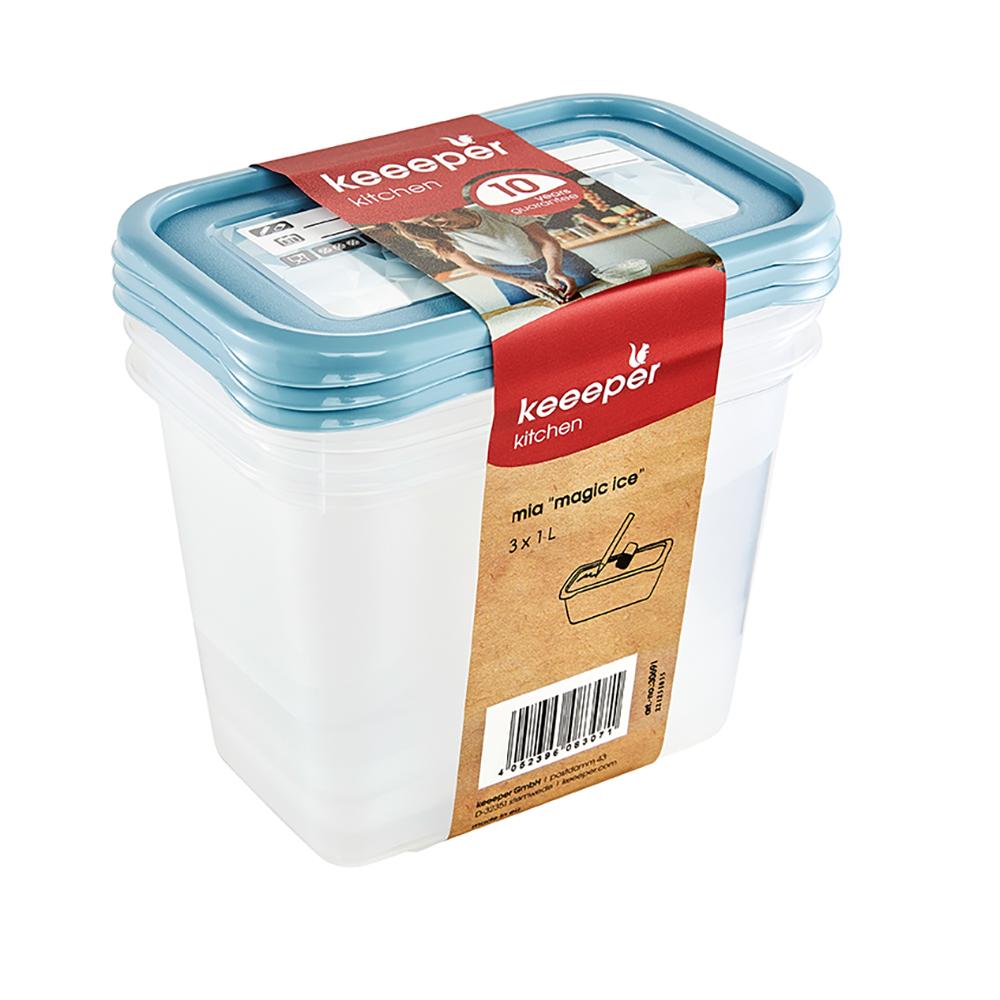 keeeper Tiefkühldosen-Set Mia 3 x 1 Liter, nordic blue