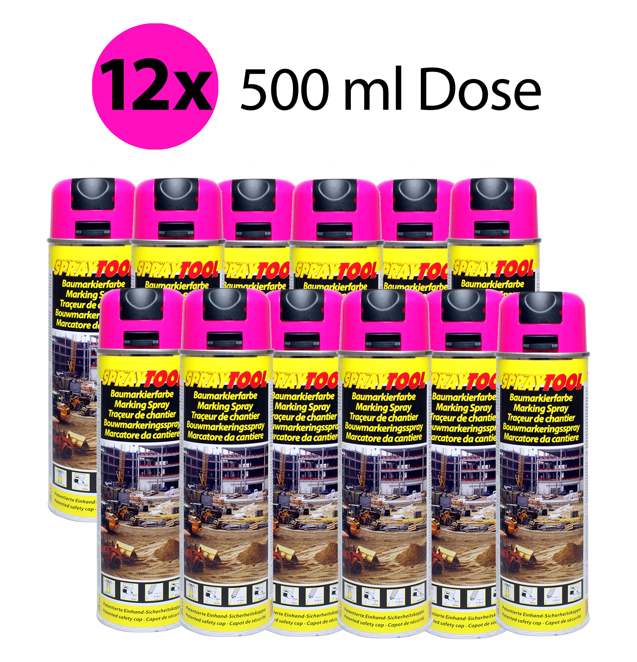 Markierspray Pink 12 x 500 ml Markierfarbe, Forstfarbe