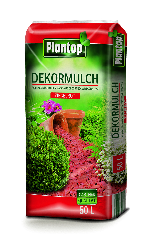 GREGOR ZIEGLER GMBH Plantop Dekor-Mulch ziegelrot 50l Körnung 10-40mm TÜV geprüft für Fallsch.