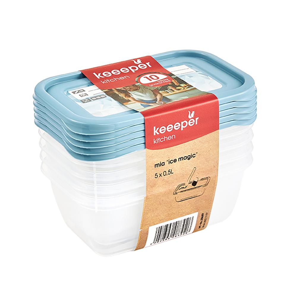 keeeper Tiefkühldosen-Set Mia 5 x 0,5 Liter, nordic blue