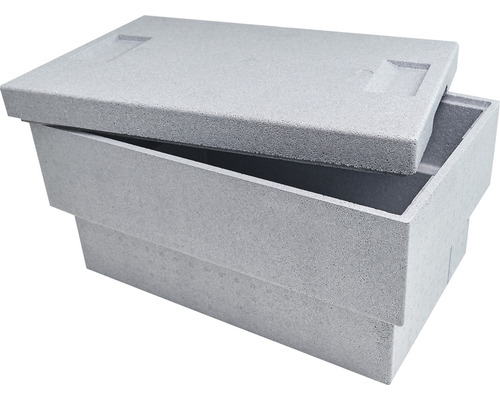 Thermobox PLUS mit Deckel aus Styropor, grau, 54,5 x 35 x 30 cm 