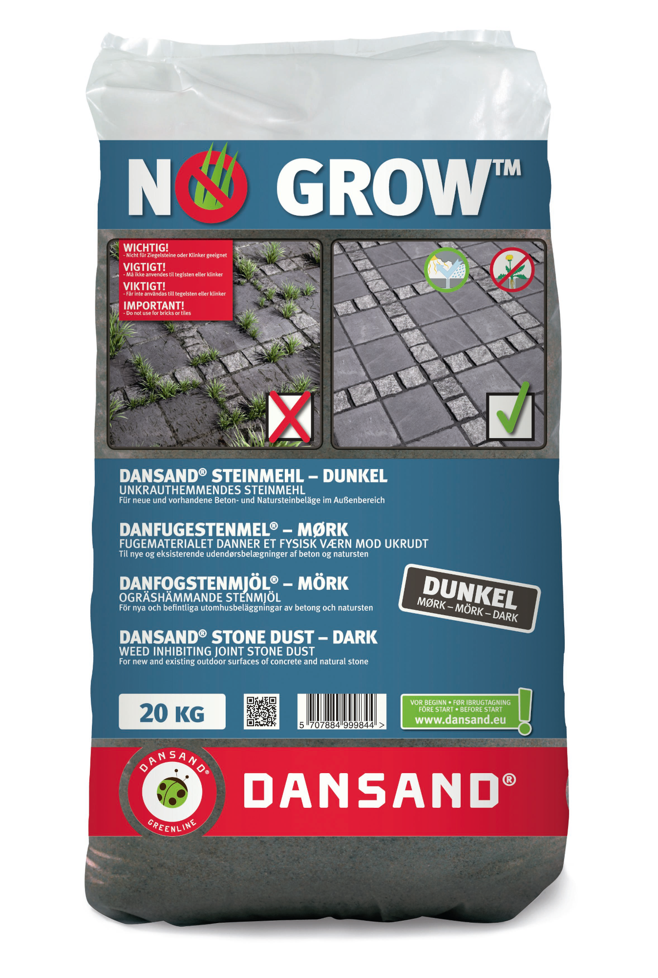 Dansand® No Grow Steinmehl anthrazit 0-3,0mm, 20kg
