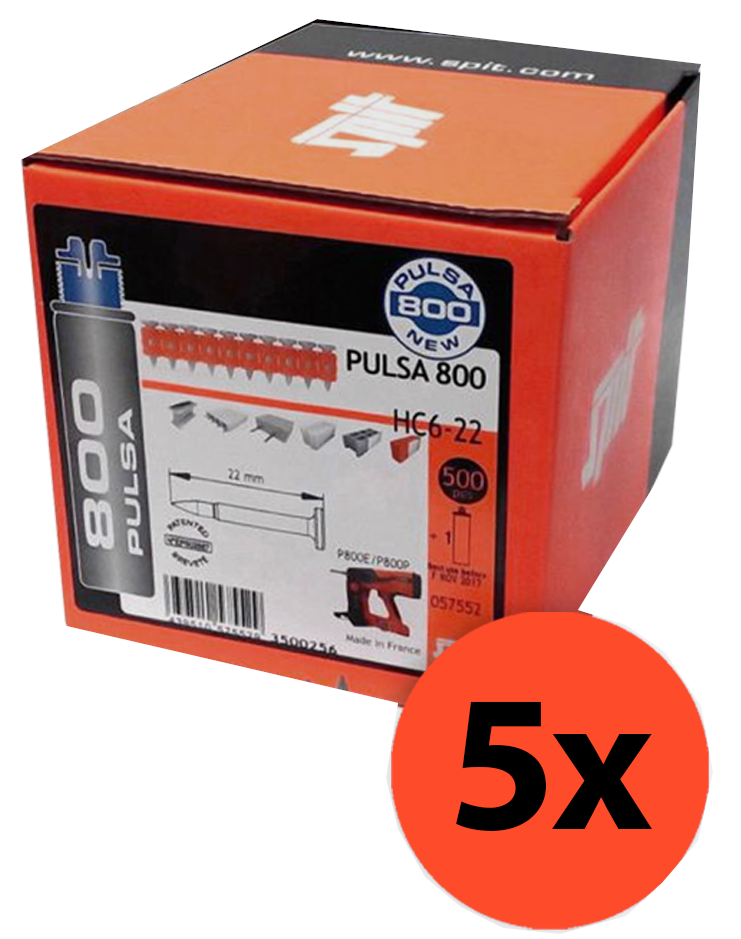 ITW Nagel Spit Pulsa 800 HC 6-22 - Spezialnägel inkl. Gas für Stahl, 5 Pack (2.500 Nägel) ITW Nagel Spit Pulsa 800 HC 6-22 - Spezialnägel inkl. Gas für Stahl, 5 Pack (2.500 Nägel)